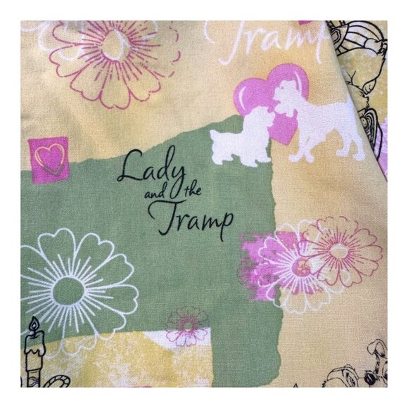 Disney Lady & The Tramp Scrub Top 2X Yellow Pink Green V-Neck Short Sleeve READ - Picture 4 of 6